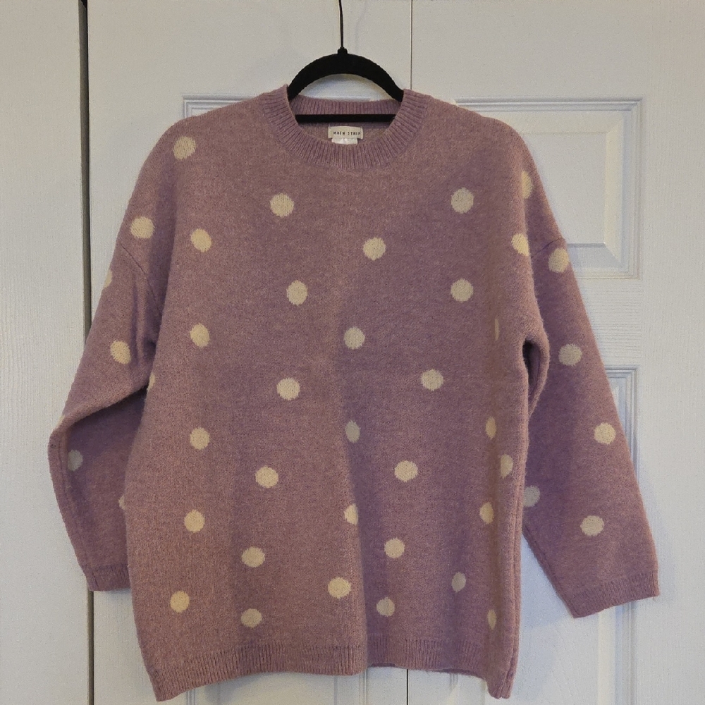 Main Strip Lavender Polka Dot Sweater